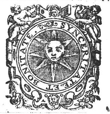 Sun represented as a face; frame decorated with putti and festoons