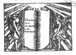 Two angels holding up an open book; the sun