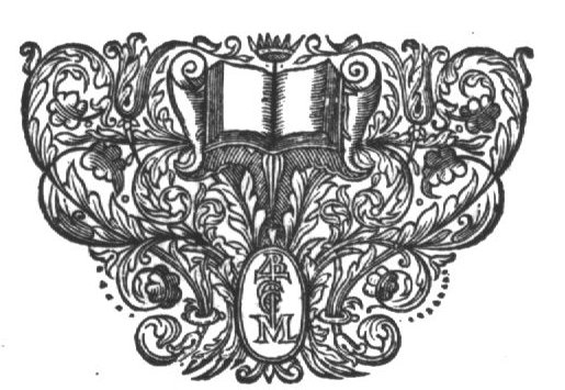 Open book on lectern with floral ornament and crown, a 'Hausmarke' combined with the initials "C.C."