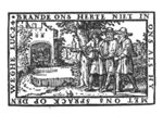 The journey to Emmaus; the two men meet Christ; the supper at Emmaus: Christ is recognized while blessing or breaking the bread; monogram "M.I.B."