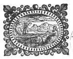 An old man, possibly Isaiah, seated under a tree, pointing towards a landscape where the 'desert has turned into a pond' (in Dutch also: 'vijver'); decorated frame