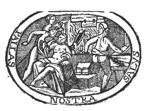The birth of Minerva: in the smithy of Vulcan she emerges from the head of Jupiter