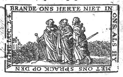The journey to Emmaus; the two men meet Christ