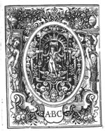 Jupiter (with crown, sceptre and eagle); frame decorated with personifications of Charity (woman holding one hand on the head of a child and a palm-branch in the other) and Justice (woman with scales and palm-branch); shield with inscription "A.B.C."