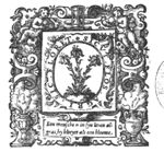 Lilies in frame decorated with an hourglass, boys blowing bubbles and smoking pots