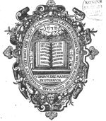 Open book, bible, with text; Jahweh-tetragram; frame decorated with festoons and mascaron