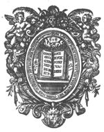 Open book, bible, with text; Jahweh-tetragram; frame decorated with cornucopiae, putti and birds
