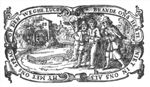 The journey to Emmaus; the two men meet Christ; the supper at Emmaus: Christ is recognized while blessing or breaking the bread; decorated frame; monogram "M.I.B."