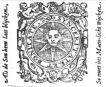 Sun represented as a face; frame decorated with putti and festoons
