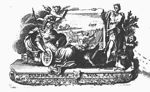 Minerva (helmet, lance, Aegis, owl), at her feet a putto with an open book, before a depiction of a harvest held up by a putto and Ceres (wreath of ears of corn, sheaf of corn held by two putti)