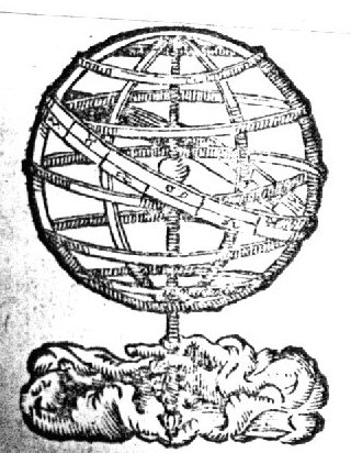 A hand holding an armillary sphere