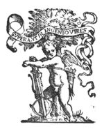 Cupido in front of at tree, drawing a cross-bow; banderole with inscription