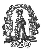 Minerva (Aegis, helmet) holding an open book, standing on the coat of arms of the city of Leiden (Minerva as patroness of the University of Leiden