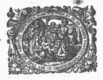Minerva (helmet, owl, lance), attached to the lance the banner of the city of Leiden, embracing Hercules (club, lion's skin)