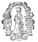 Minerva (Aegis, helmet) holding an open book, standing on the coat of arms of the city of Leiden (Minerva as patroness of the University of Leiden