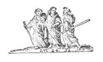 The journey to Emmaus; the two men meet Christ