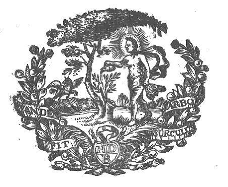 Apollo is watering a tree (Dutch: 'boom'); in the background: Pegasus; a belt with inscription and initials "H.D.B."
