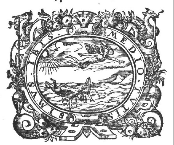 Icarus falling into the sea, Daedalus flying above him; frame decorated with festoons, vases with flowers and birds