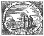 Christ showing his disciples the harvest; frame decorated with cornucopiae; monogram "C.L.I."
