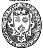 Coat of arms with three rosettes and a star; frame