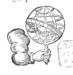 A hand holding an armillary sphere