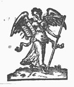An angel holding a scythe and an open book