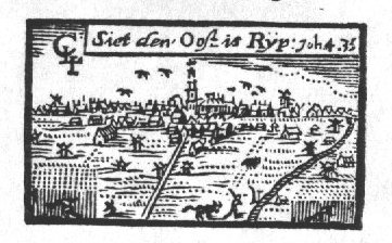 Harvesting; landscape with silhouette of De Rijp; monogram "C.L.I."