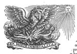 Phoenix looking at the sun; banderole with inscription
