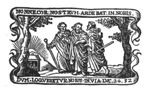 The journey to Emmaus: the two men meet Christ; in the background: the supper at Emmaus; banderoles with inscription