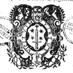 A sword and stars, coat of arms of Haarlem; frame decorated with hybrids of mixed human and animal shape, festoons and a lion's head; 'Hausmarke'/monogram of the letters "H.A.N.S W.E.S.B.U.S.C.H"