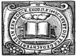 Open book on a table; cloud and sunlight above it; decorated frame