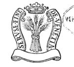 Crown over a sheaf of corn; banderole with motto