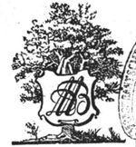 Tree with shield with monogram "M.D.B."