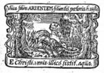 Landscape with deer drinking from two wells; banderoles with inscription