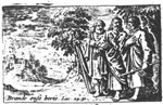 The journey to Emmaus; the two men meet Christ; landscape with city view