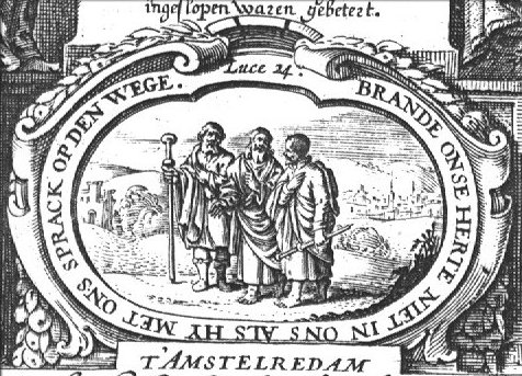 The journey to Emmaus; the two men meet Christ