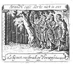 The journey to Emmaus; the two men meet Christ; banderole with inscription