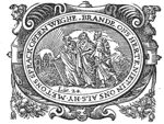The journey to Emmaus: the two men meet Christ; frame decorated with hybrids of mixed human and animal shape, festoons and cherub