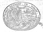 The sailors reluctantly throw the prophet Jonah into the sea; decorated frame, partly consisting of a banderole with inscription