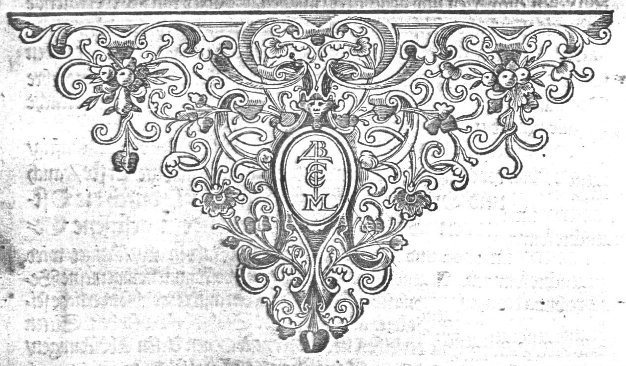 Ornamental pattern and cartouche with 'Hausmarke' and initials "C.C."