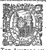 Illustration of "Apocalypse 3:20" 'to Laodicea': Castle (Dutch: 'burcht') with two men: one hammering (Dutch: 'kloppen') against the door, one on top of the castle; decorated frame; initials "I.E.C."