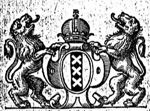 Crowned coat of arms of the city of Amsterdam held by two lions