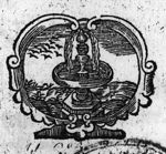 Fountain with birds; decorated frame