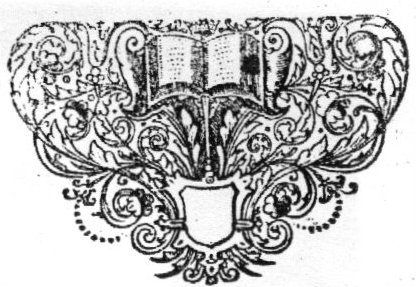 Open book surrounded by floral ornament; small crown