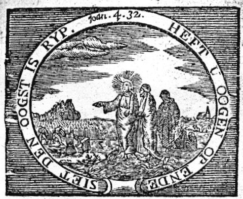 Christ showing his disciples the harvest; landscape