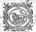 Lion in decorated frame