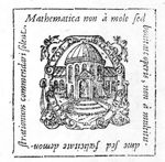 Building ('temple') with a cupola; decorated frame