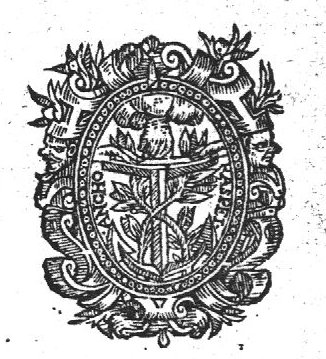 Two hands take hold of an anchor; olive-branches cross behind it; frame decorated with branches and mascarons