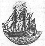 Sailing-ship; initials "C.H.G.M."(?) on the flag