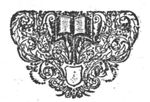 Open book surrounded by floral ornament; small crown